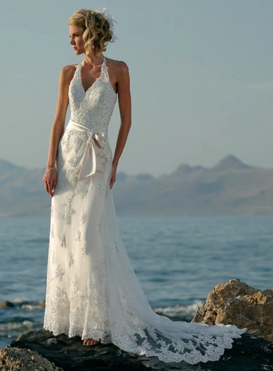 Платье vestido de noiva гипюр халат mariageBeading v образный вырез с лямкой на шее длинным
