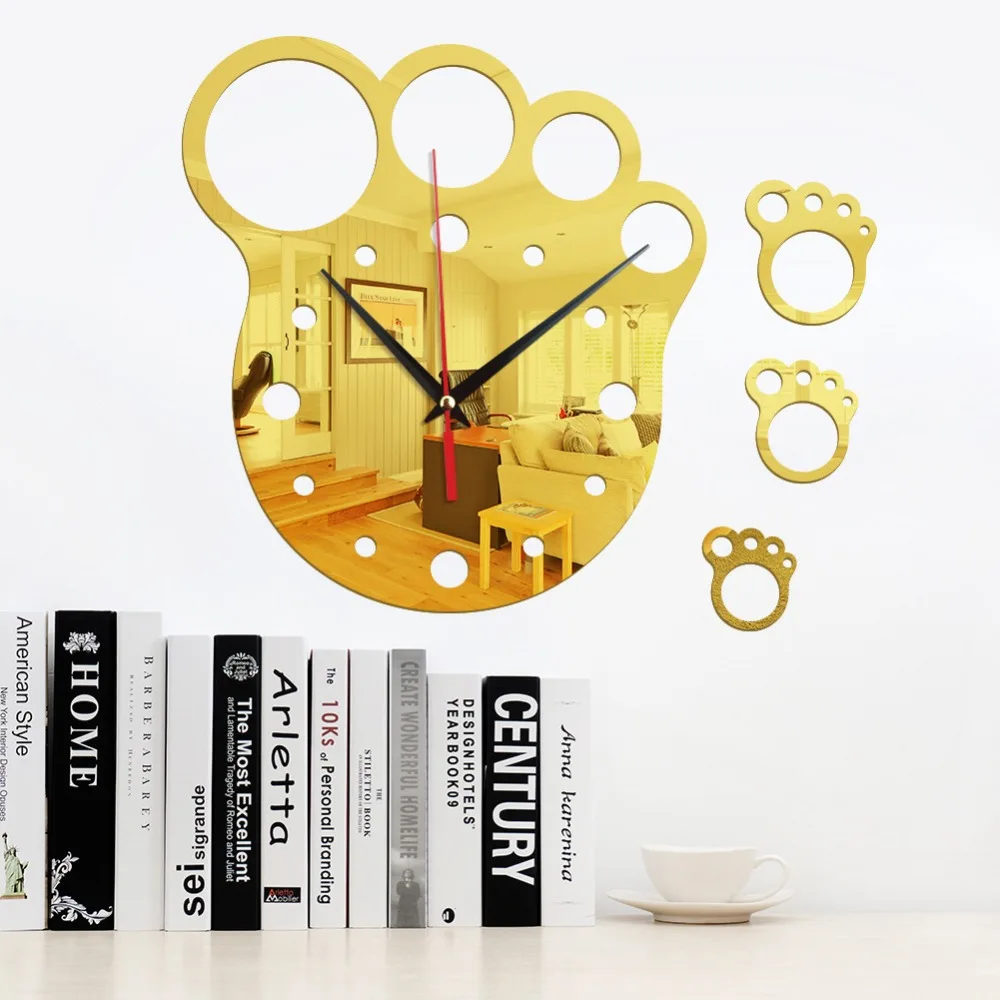 Современные DIY немой большой настенные часы домашний декор офис 3D зеркальная