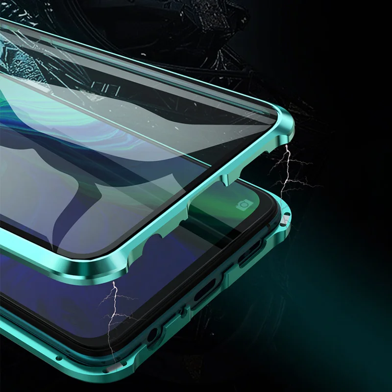 Чехол из закаленного стекла с магнитной адсорбцией для OPPO Reno 6,4 6,6, задняя крышка из закаленного стекла на магните 360, чехол с полной защитой