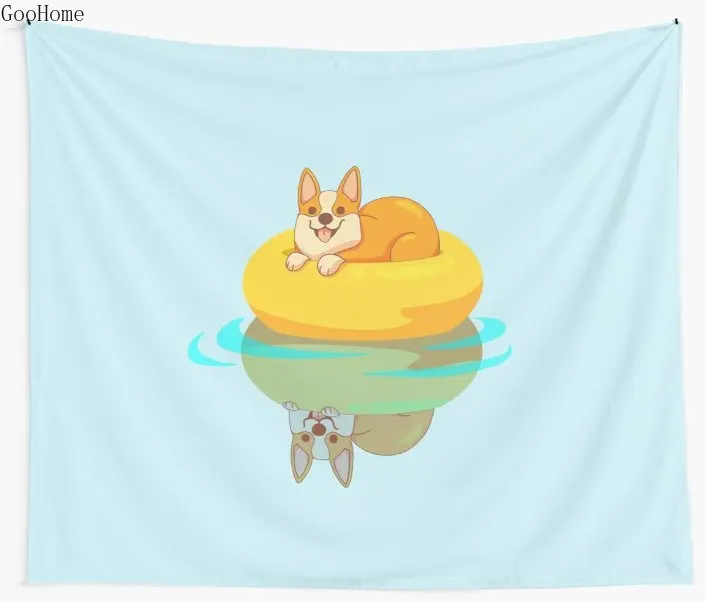 Летнее настенное Гобеленовое покрывало Corgi пляжное полотенце одеяло коврик для