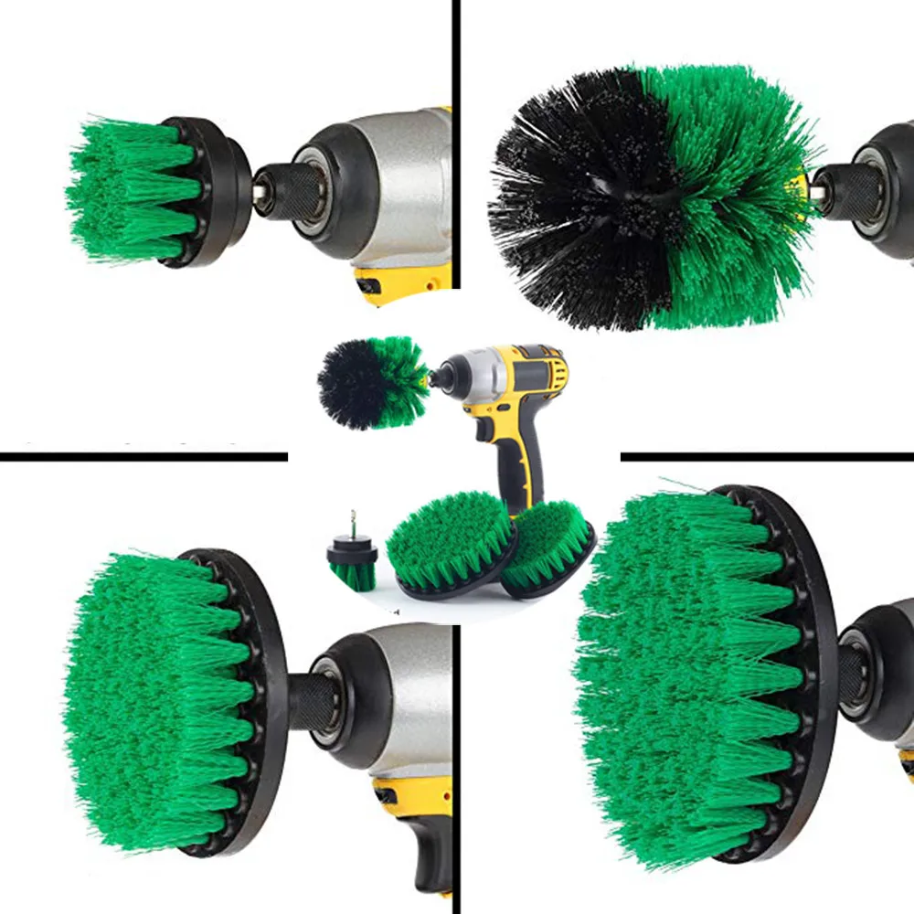4Pcs Green 3 шт. электрическая щетка насадка в виде щетки Чистая для ванной поверхности Ванна плитка для ванной решетки Беспроводная мощность сверло Набор для очистки - Цвет: 4Pcs Green