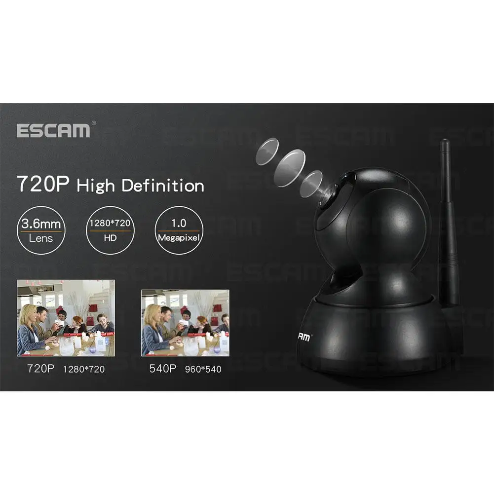 ESCAM QF007 1MP 720 P WiFi ИК-сигнализация панорамирование/наклон ip-камера поддержка 64G TF карта ночного видения Обнаружение движения Беспроводная ip-камера