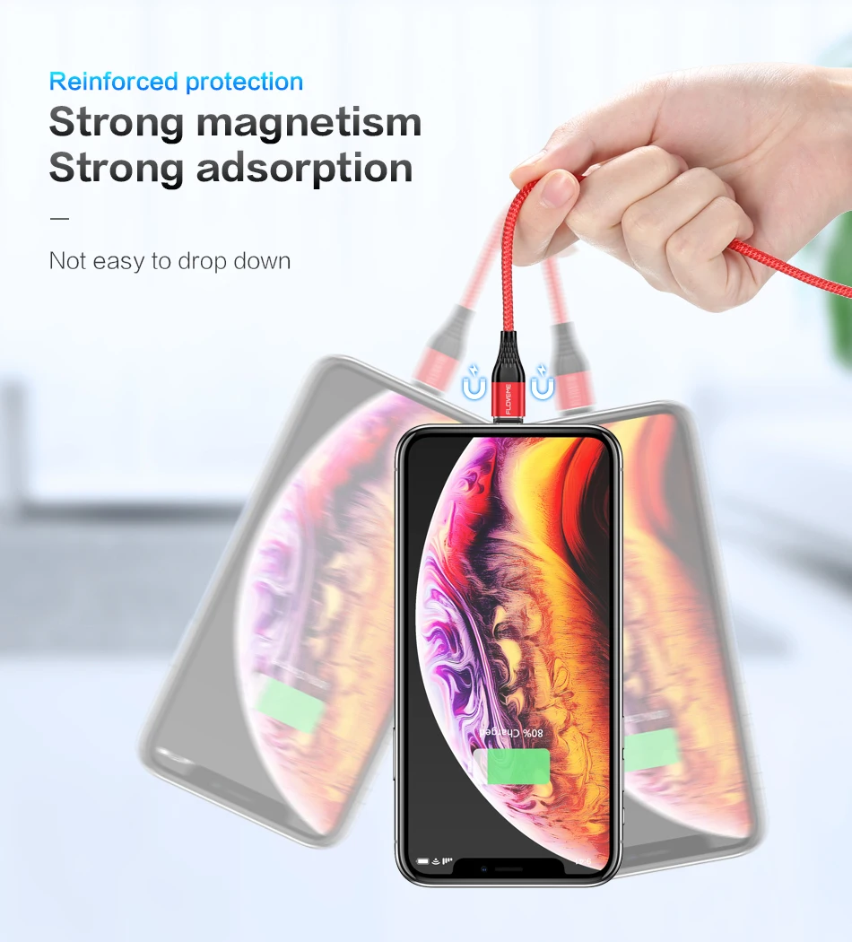 Магнитный зарядный кабель FLOVEME 3A для iPhone, кабель Micro usb type-C, магнитный кабель для быстрой зарядки, кабель Micro usb type-C для samsung