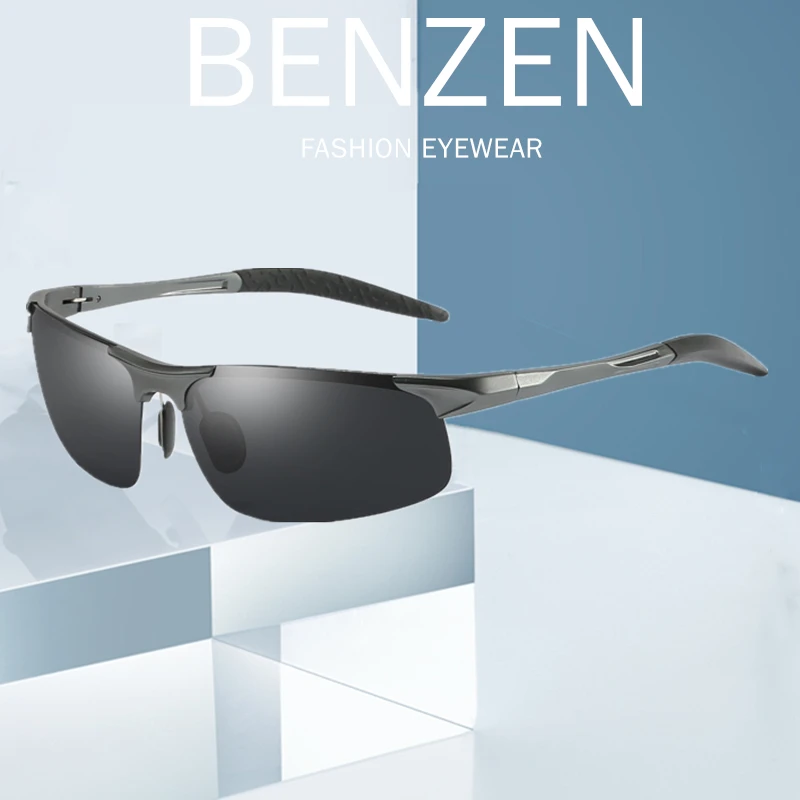 BENZEN Polarized Sunglasses For Men Quality Al-Mg Sports Sun Glasses Male UV Protection Outdoor Driver Glasses Goggles 9333