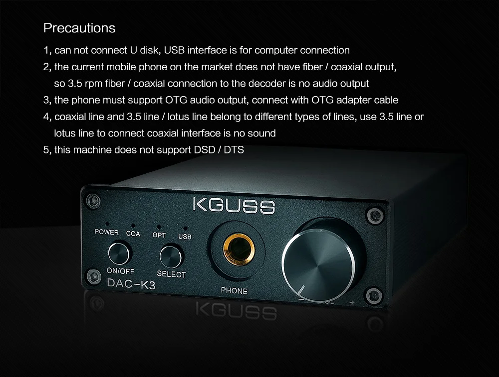 KGUSS DAC-K3 TPA6120 2,0 Мини HIFI USB DAC декодированный аудио усилитель для наушников 24BIT 192 кГц OPA2134 AMP DC12V US/EU