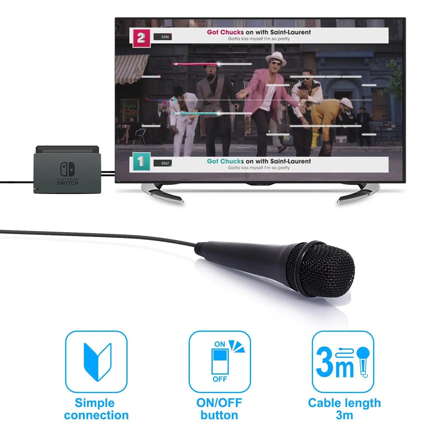 Проводной USB караоке игровой микрофон для nintendo Switch/wii U/PS4/Xbox One/Xbox 360/PC Поющая игра
