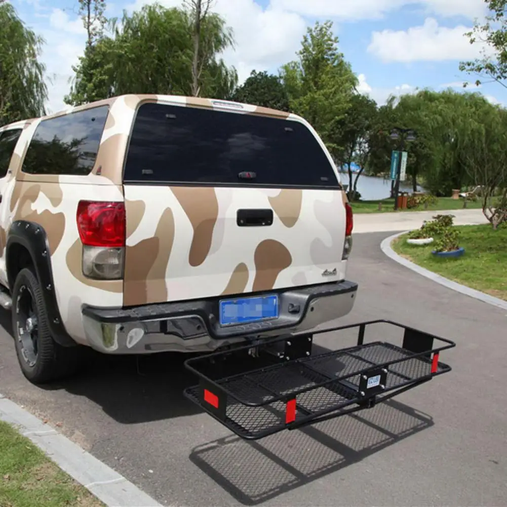 Сцепка крепится складной дополнительный багажник черный удобный для хранения