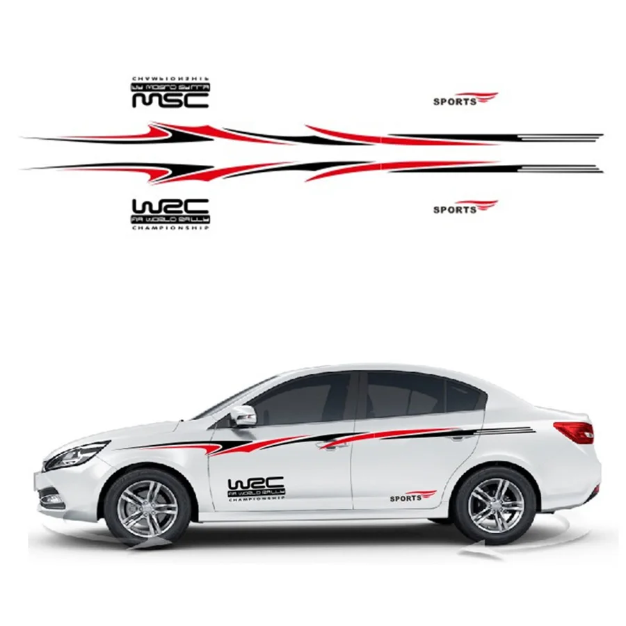 

1Pair Red and Black Car SUV Vinyl Graphic Car Body sport Color stitching double stripes DIY Decals Sticker