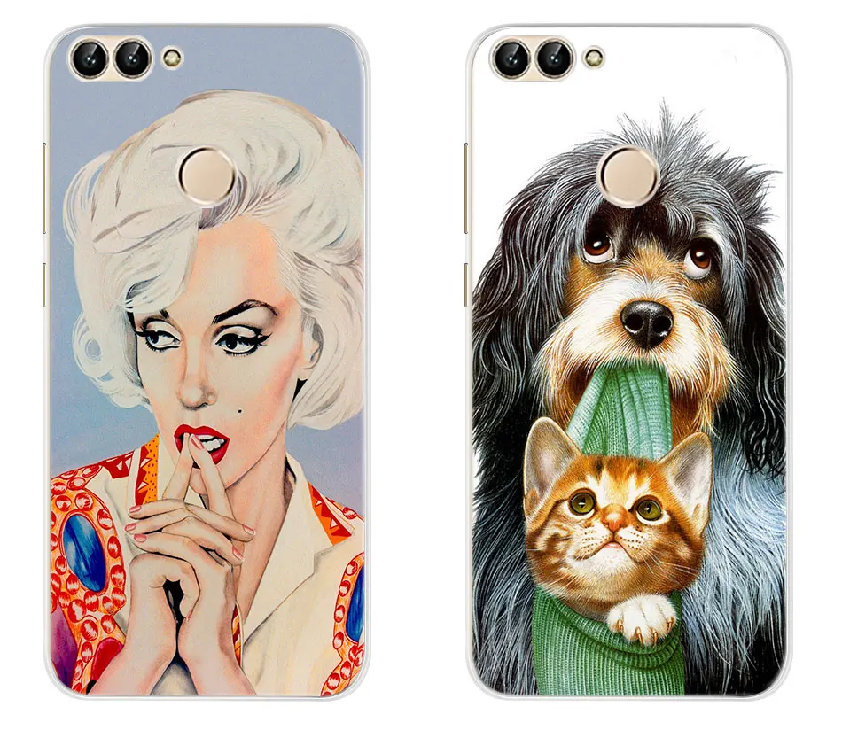 Для Fundas huawei P, умный чехол, силиконовый 3D, мягкий, симпатичный, из ТПУ, с рисунком, прозрачный чехол на заднюю панель телефона s для huawei P Smart Plus, чехол FIG-LX1