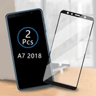 2 шт. закаленное стекло для Samsung A7 2018, чехол с полным покрытием, защитная пленка, Защитная пленка для Galaxy A 7 7a A72018 A750 3D