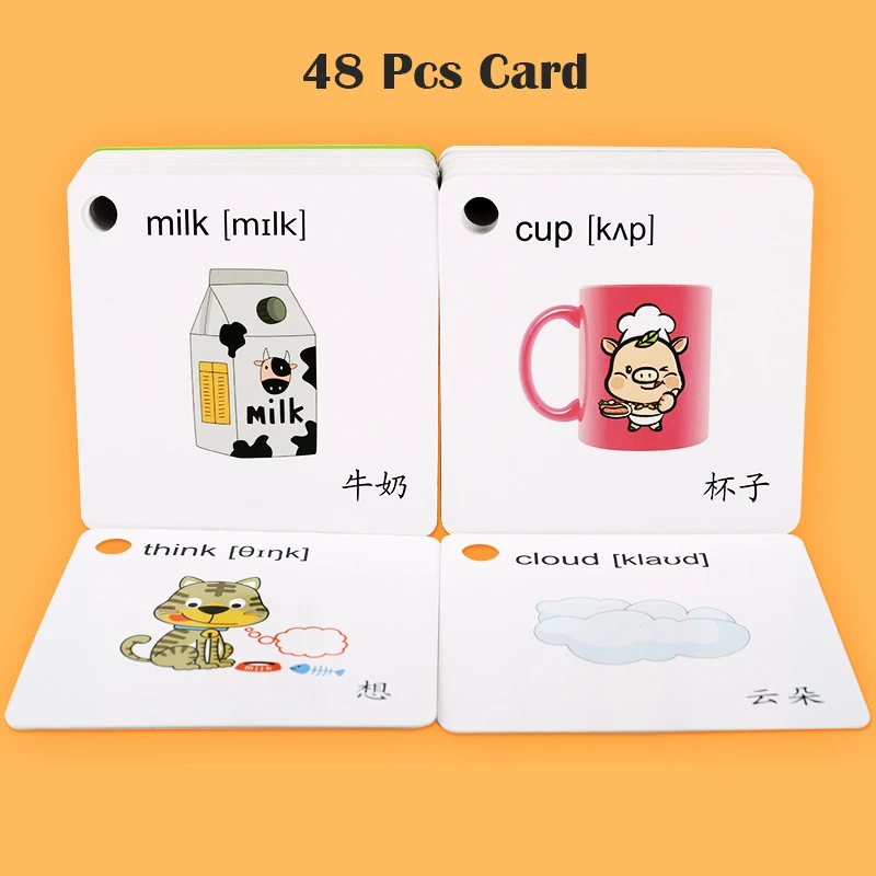 48 шт. Обучающие карты на английском языке ручная работа для раннего развития