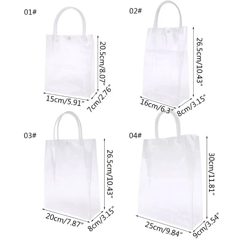 

THINKTHENDO Transparent PVC Tote Gift Bag Clear Handbags Multifunction Handbag Reusable Clear Clutch Bags