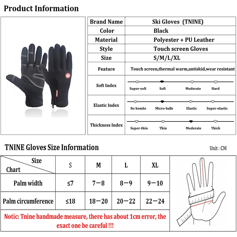 Winter Ski Gloves for Women and Men Termal Eldiven Warm Professional Touch Screen Skiing Waterproof Cycling Motorcycle Gloves