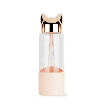 Glass 320ml Flash Fox стеклянная Милая бутылка для воды для девочек и женщин, портативная дорожная уличная стеклянная Питьевая бутылка для воды, посуда для напитков - Цвет: Glass 320ml