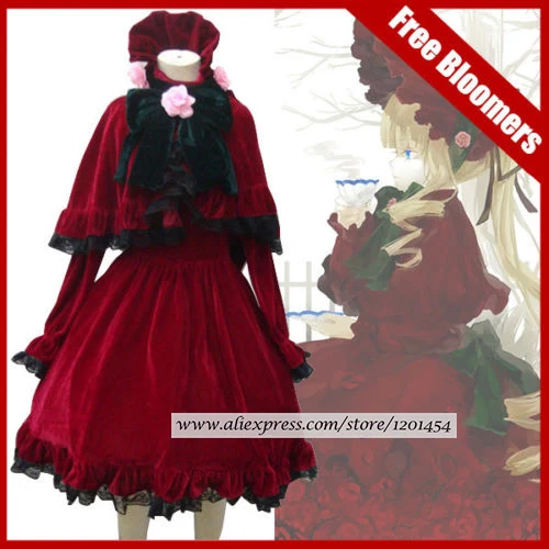 Платье Rozen Maiden Shinku Lolita костюм для косплея платье + штаны короткие Красная Шапочка |