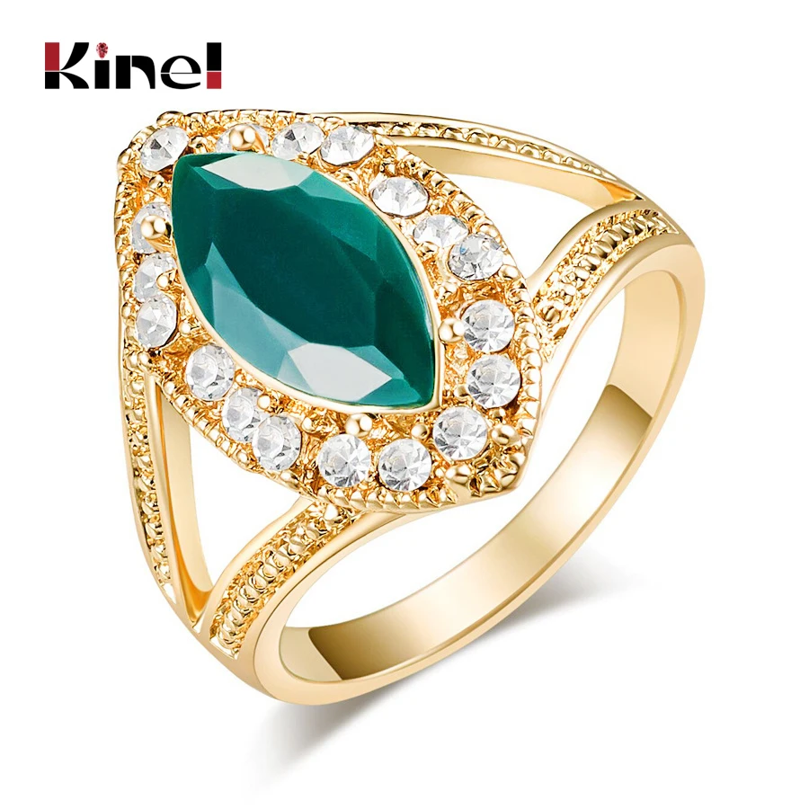 Модное Золотое кольцо Kinel для женщин новинка 2018 турецкие ювелирные изделия белый
