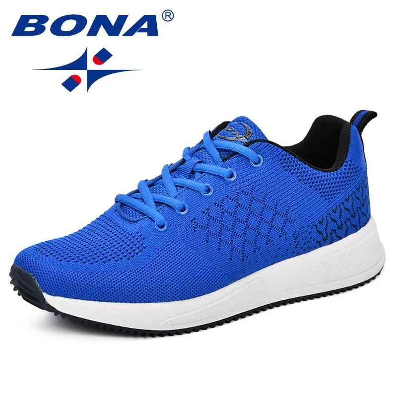 BLUE BONA/мужская повседневная обувь; популярные дышащие мужские теннисные туфли; zapatos hombre Sapatos; Уличная обувь; кроссовки; мужская обувь - Цвет: BLUE