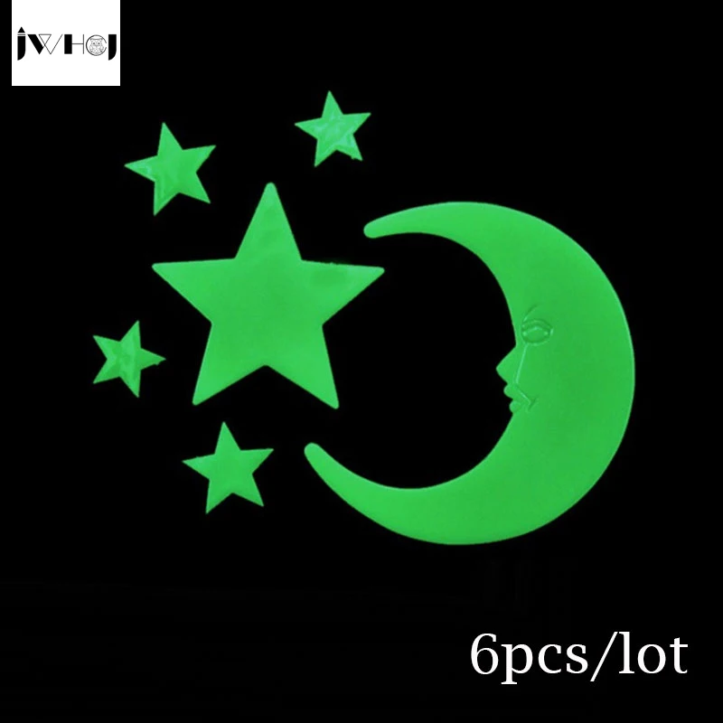 Настенные Стикеры с изображением большой Луны и звезд цвет светится в темноте