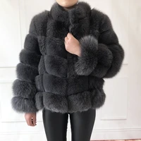 100 true fur coat womens warm and stylish natural fox fur jacket vest stand collar long sleeve leather coat natural fur coats