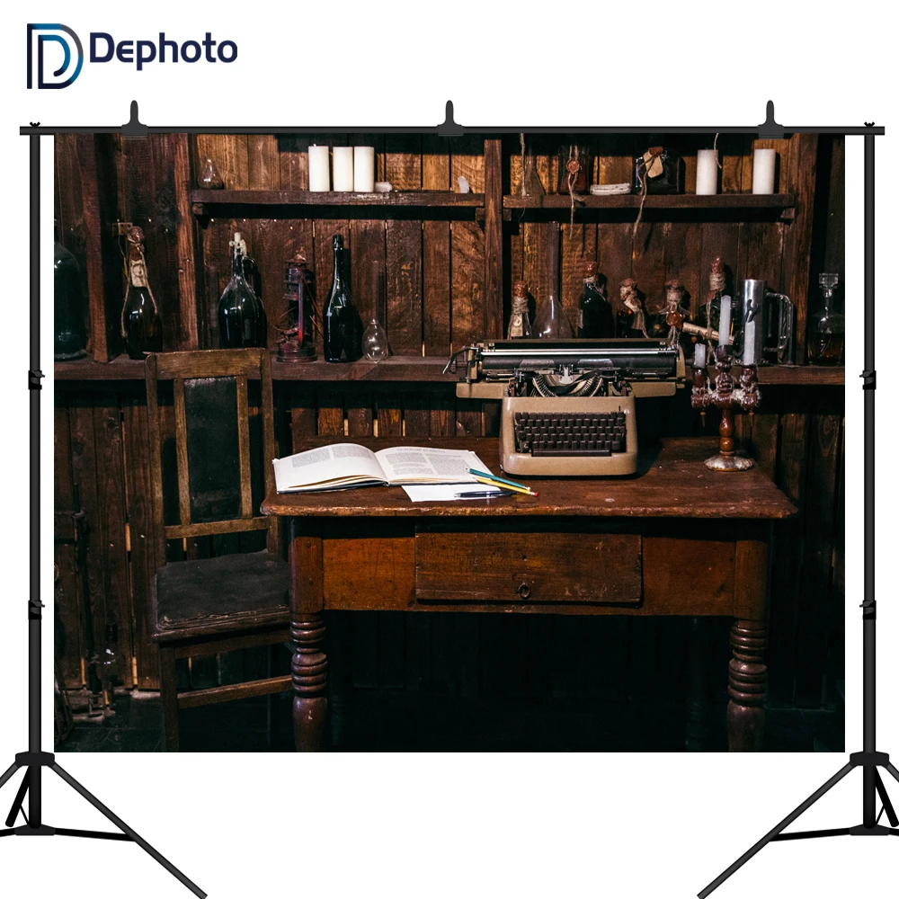DePhoto Old typewriter Desk chair indoor Scene Photography Backgrounds Customized Photographic Backdrops For Photo Studio | Электроника