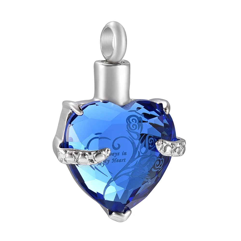 CMJ9790 Blue Crystal Heart Keepsake Jewelry из нержавеющий стали памятный подвеска урна ожерелье для