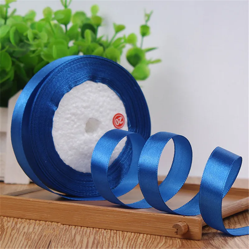 blue 25 ярдов/рулон атласных лент подарочная упаковка Рождество украшения ленты DIY лук ленты для поделок упаковка поставки(15 мм - Цвет: blue