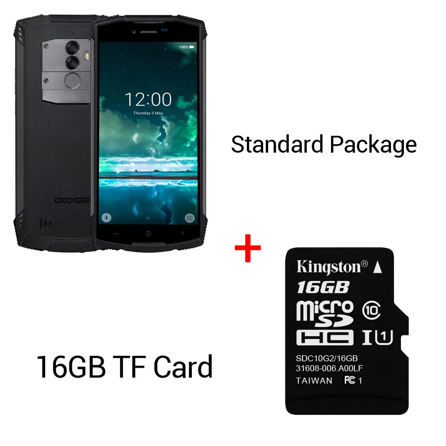 Black n 16GB Card DOOGEE S55 Android 8,0 5,5 ''мобильный телефон 4 ГБ ОЗУ 64 Гб ПЗУ 5500 мАч MTK6750T Восьмиядерный водонепроницаемый отпечаток пальца двойной 13+ 8 Мп OTA - Цвет: Black n 16GB Card