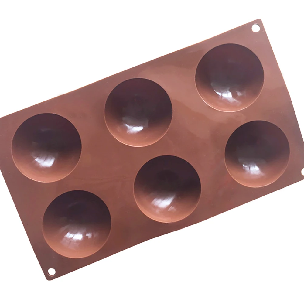 Large Semicircle Mold 6 Cavities Silicone Baking Tool Multi Usage Cake Case Mould For Muffin Jelly (Chocolate Color) Colorful | Дом и сад
