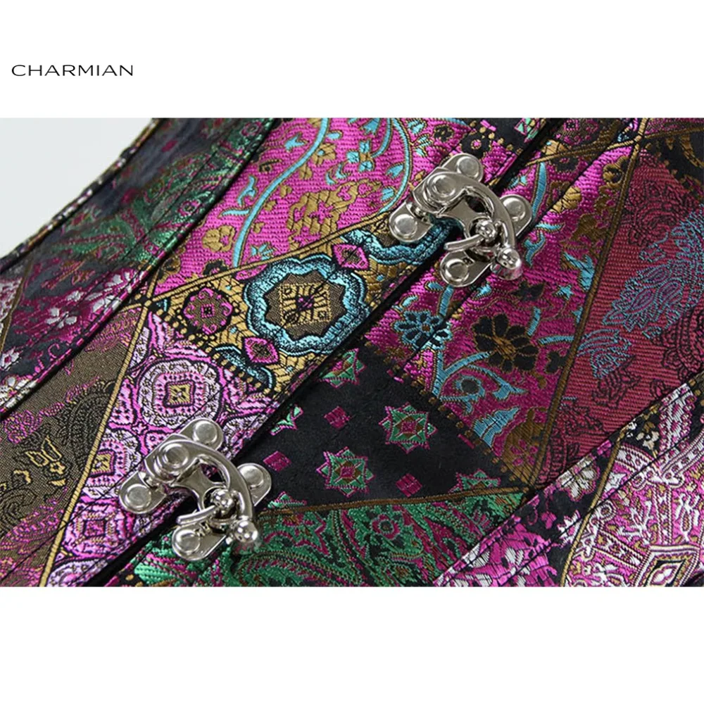 Charmian Vintage Women Steampunk Corset Gothic Jacquard Steel Boned Top Sexy Waist Control Corsets and Bustiers Corselet | Женская