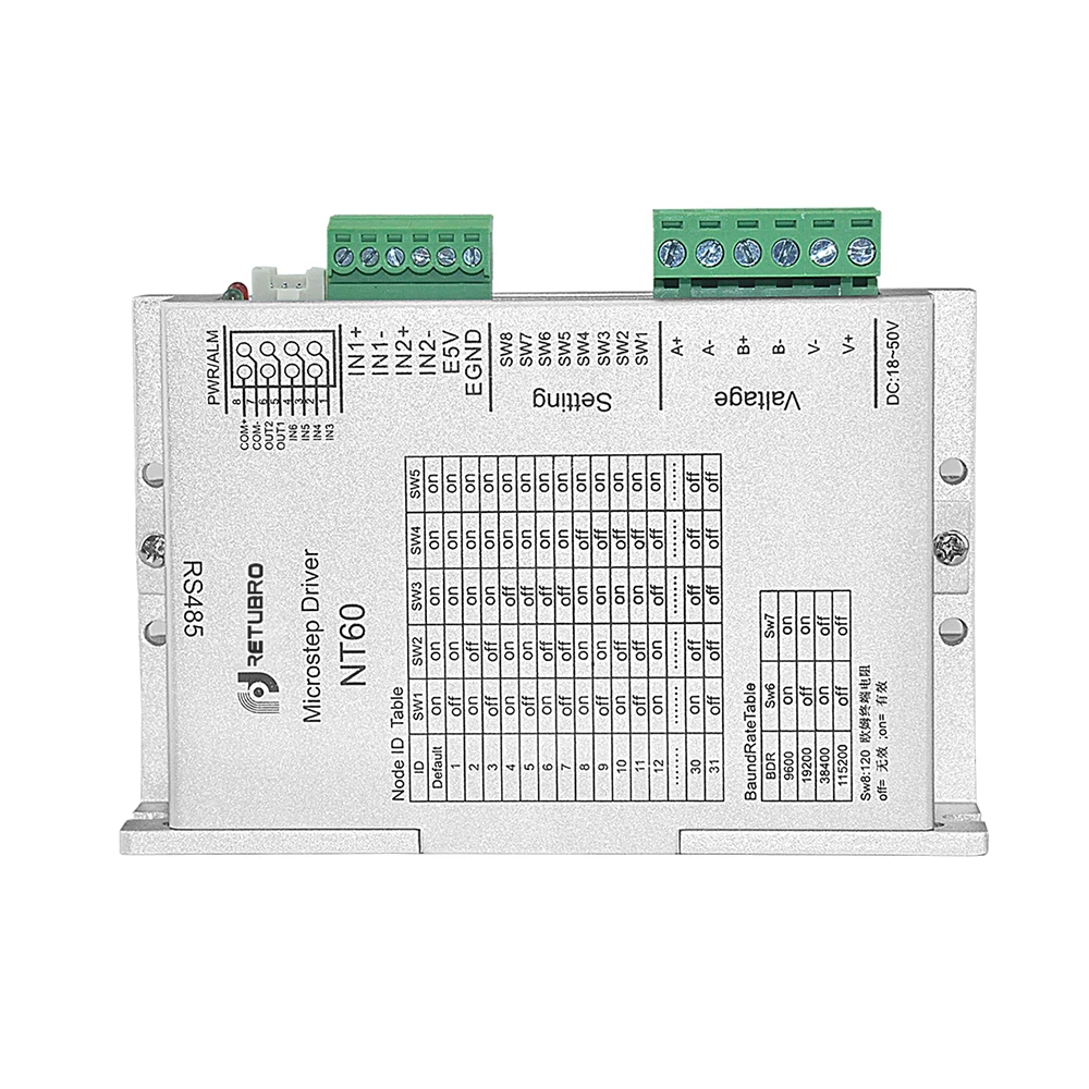 RS485 Modbus высокопроизводительный шаговый Драйвер Nema 24 NT60 контроль скорости с S типа ускорение и замедление команды