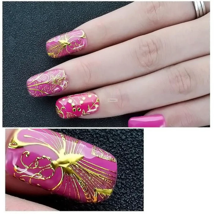 8pcs Gold nail art sticker Nail metal design pattern tape polish gel decorations styling Decal manicure tools | Красота и здоровье