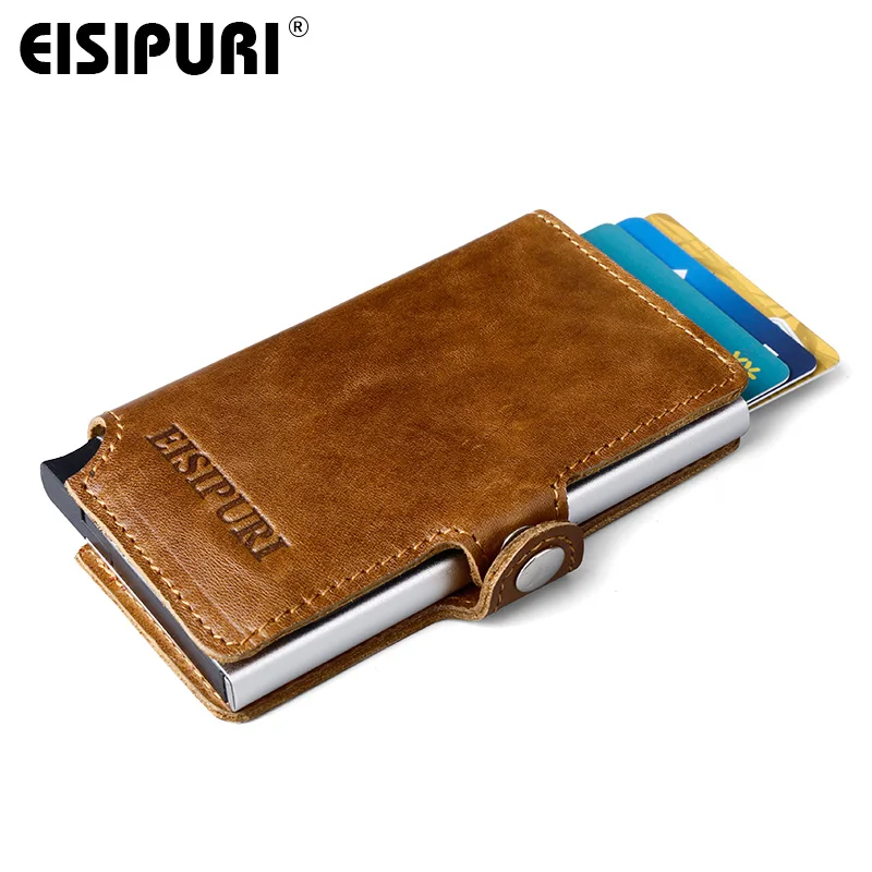 EISIPURU мужской блокирующий rfid кошелек мини из натуральной кожи деловой