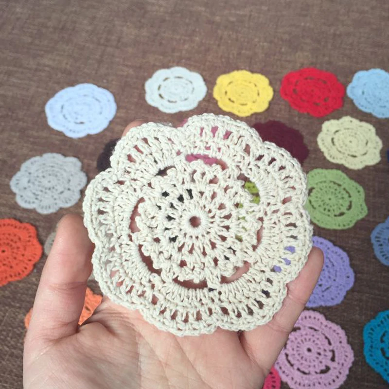 12pcs Retro 10cm Round Crochet Coasters Handmade Table Mat Mori Doilies Cup Pad shooting props Flower Lampshade | Дом и сад