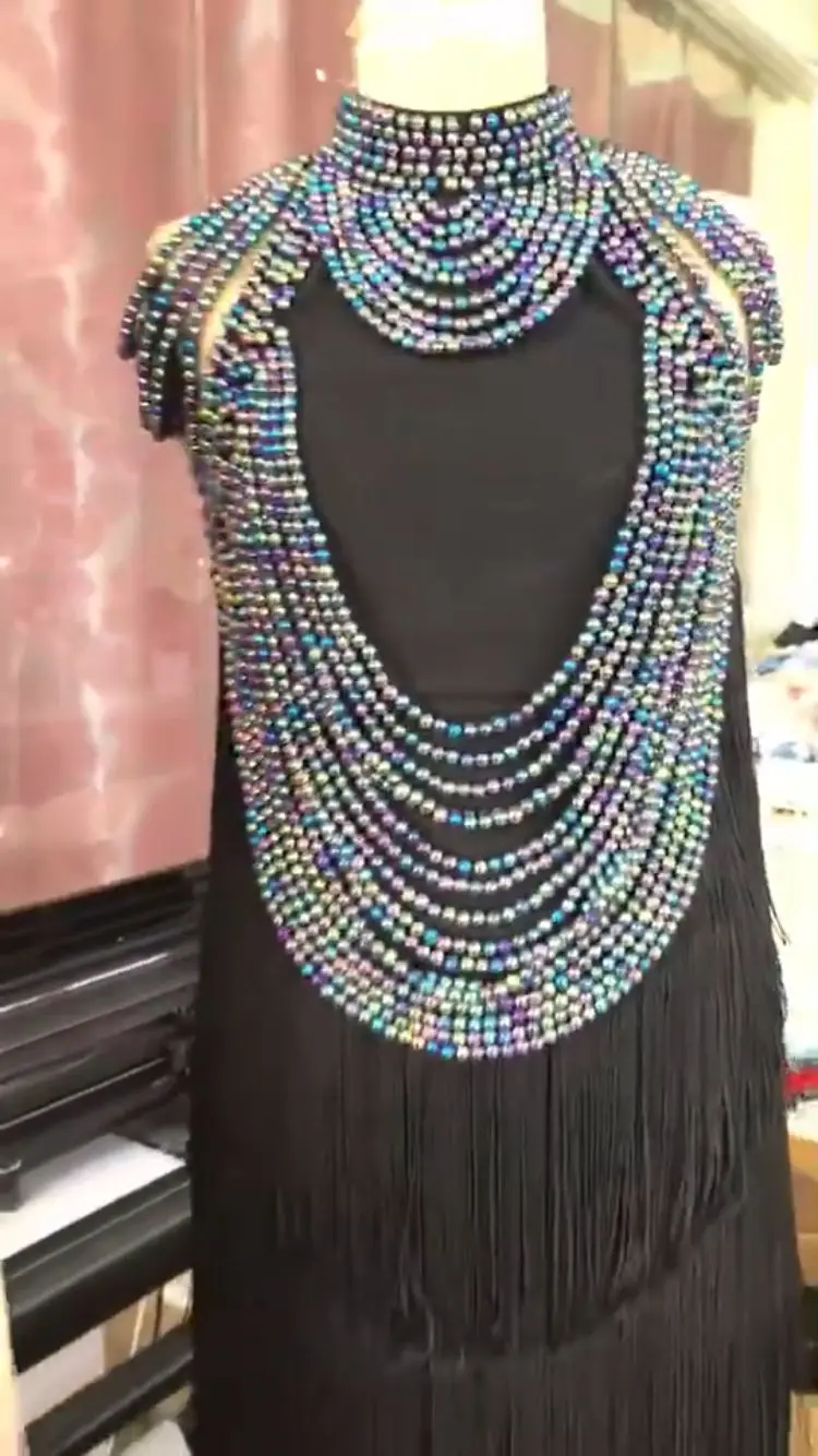 Высокое качество пикантные женское платье 2 цвета кисточкой Бисер Ангел