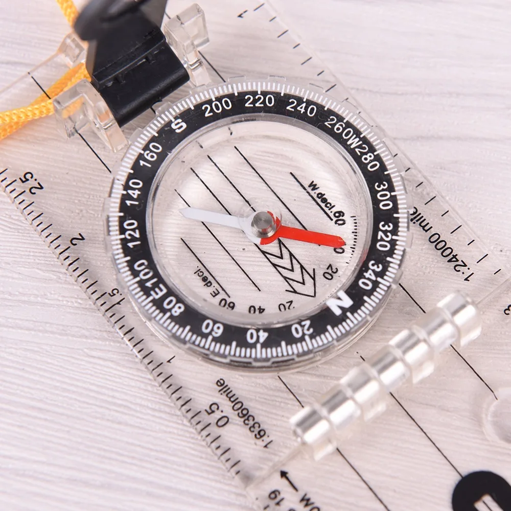 

Travel Baseplate Ruler Compass Map Ruler Folding Compass Multifunctional Outdoor Hiking Camping Baseplate Compass