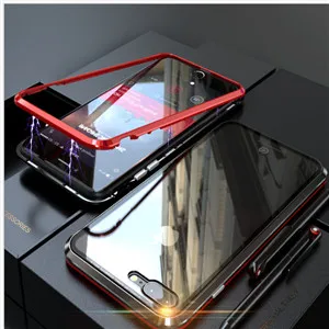 red and black color Ручная установка винт металлический бампер чехол для iphone XSMax Роскошный прозрачный закаленное стекло телефонные чехлы Чехол для iphone X - Цвет: red and black color