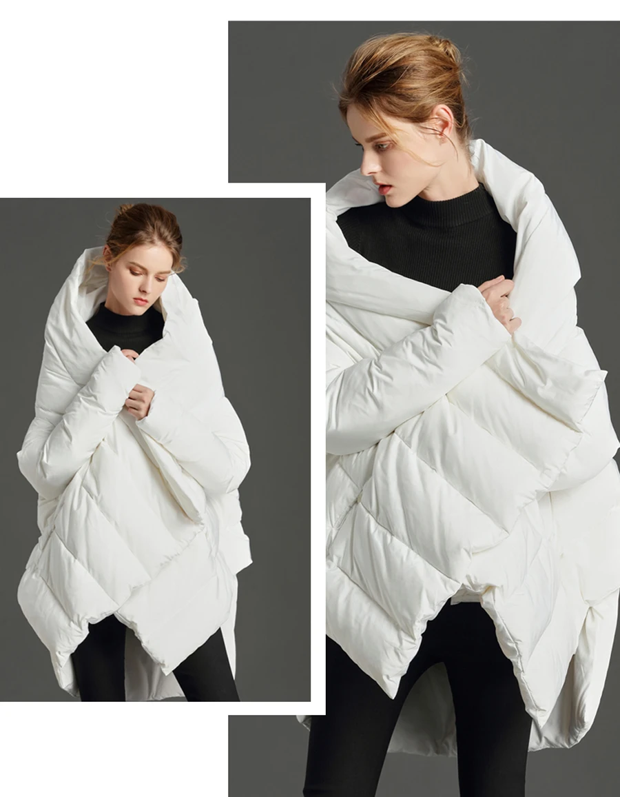 Winter Jacket Women 90% White Duck Down Parkas Loose Warm Thicken Snow Short Outwear Female Fashion Stand Collar Overcoat