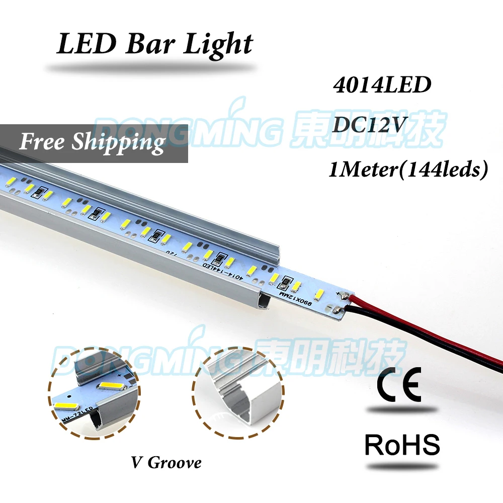 20 шт./лот 100 см luces strip 4014 led bar U/V groove light non waterproof 144leds/m DC 12V tube hard 1m | Лампы и освещение