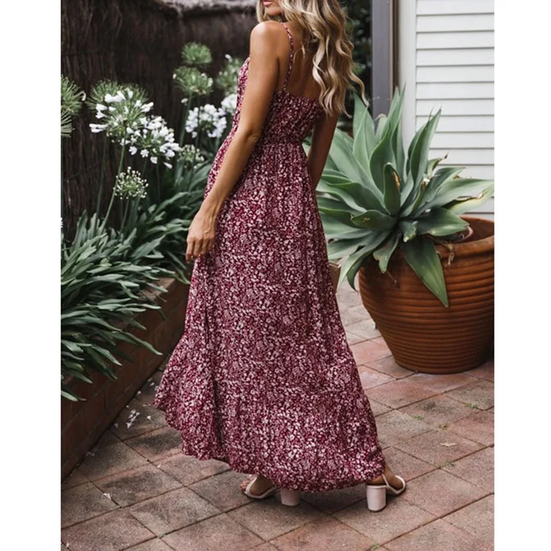 Vestidos largos verano 2019 летнее женское Макси платье на бретельках с цветочным принтом