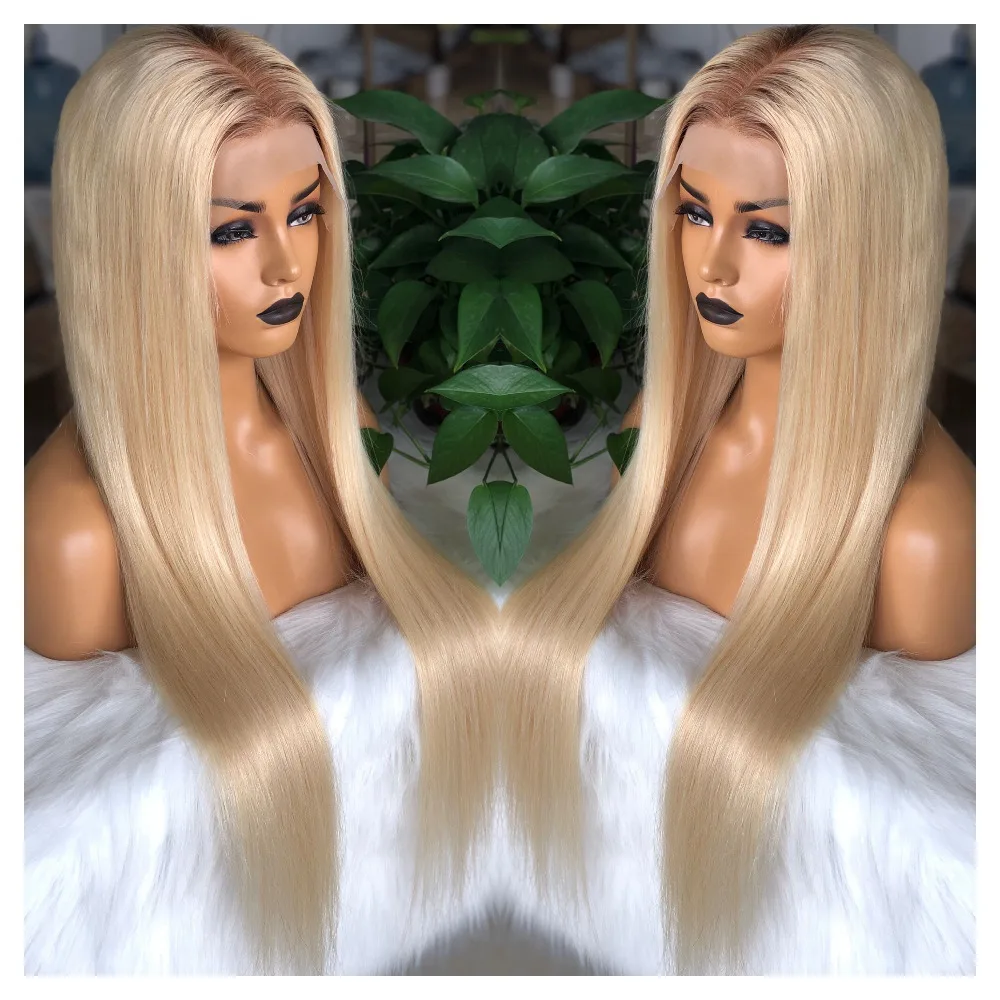 Fabwigs Ombre 613 блонд полностью кружевные человеческие волосы парики предварительно выщипанные с детскими волосами прозрачные кружевные парики для женщин бразильские Remy