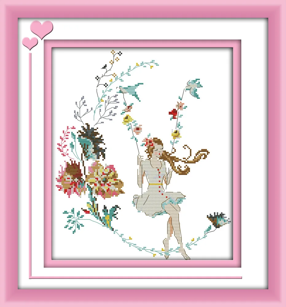 Качели для женщин в цветы канва DMC Вышивка крестом Наборы вышивания крестиком