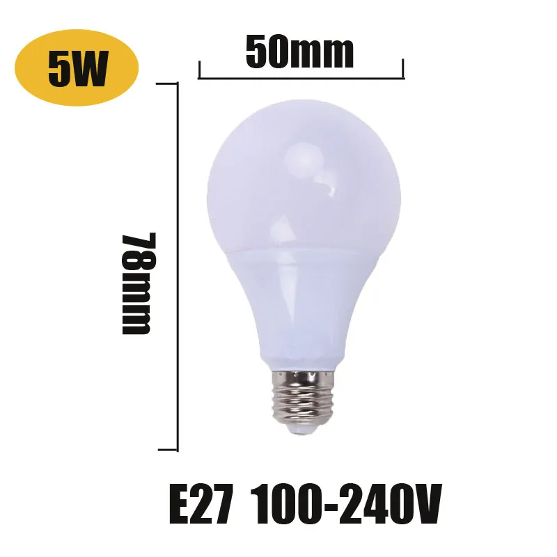 5W E27 100-240V Светодиодная лампа e27 светодиодная лампа B22 3 Вт 5 Вт 7 Вт 9 Вт 12 Вт 15 Вт 110 В 220 В smd2835 светодиодный светильник Лампада холодный теплый белый точечный светильник - Испускаемый цвет: 5W E27 100-240V