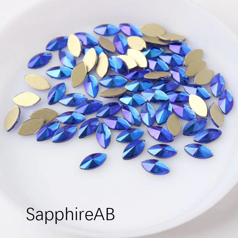 SapphireAB Горячая Распродажа Hosre глаз Цвет AB 3x6 мм дизайн ногтей Стразы 10 видов цветов красивые стразы crystal Stone 30/100 шт для 3D украшение для ногтей - Цвет: SapphireAB