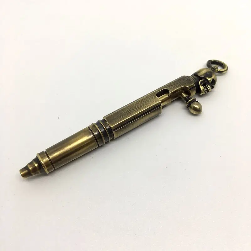 EDC Мини ручка для ключей латунный череп портативная карманная креативный Ретро