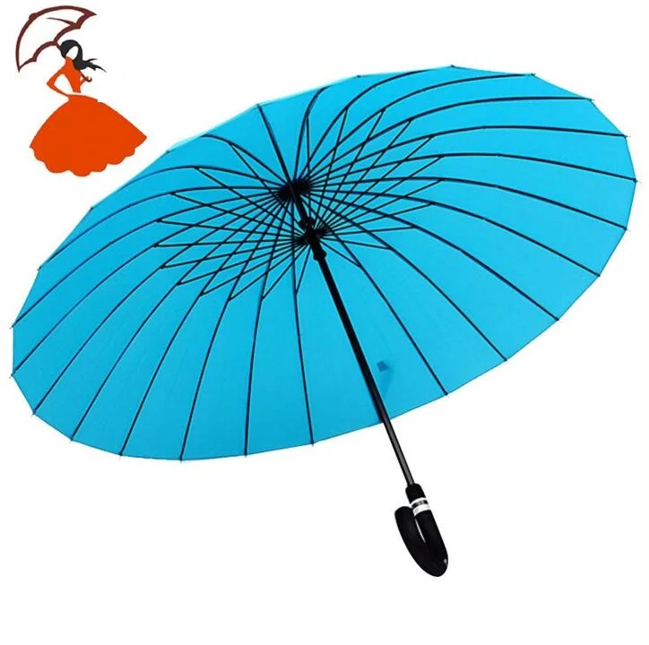 Зонт от солнца цветные длинные зонты с 24 ребрами для гольфа прямой длинной ручкой