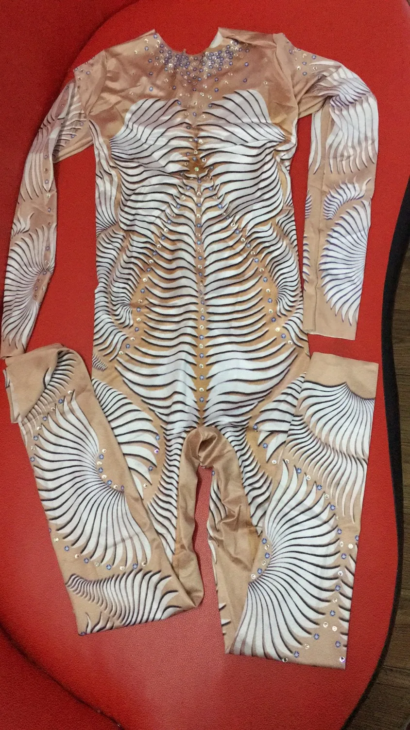 Сексуальный белый телесный комбинезон с 3D рисунком сексуальная одежда для