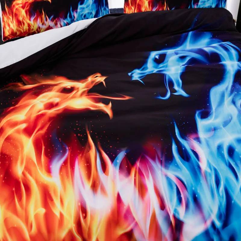 3D набор постельного белья с принтом красного и синего дракона одеяло покрывало
