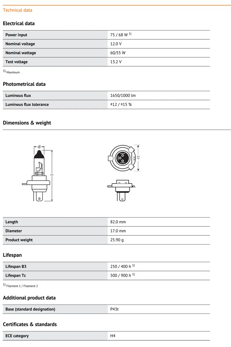 10 шт. OSRAM H4 9003 12V 60/55W P43t 3200K 64193 оригинальная линейная лампа, галогенная фара, автомобильная лампа Hi/lo Beam OEM, Германия
