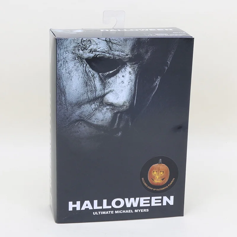 with box NECA Хэллоуин Ultimate Майкл Майерс фигурки BJD модель игрушечные лошадки со светодиодный подсветкой тыквы 18 см - Цвет: with box