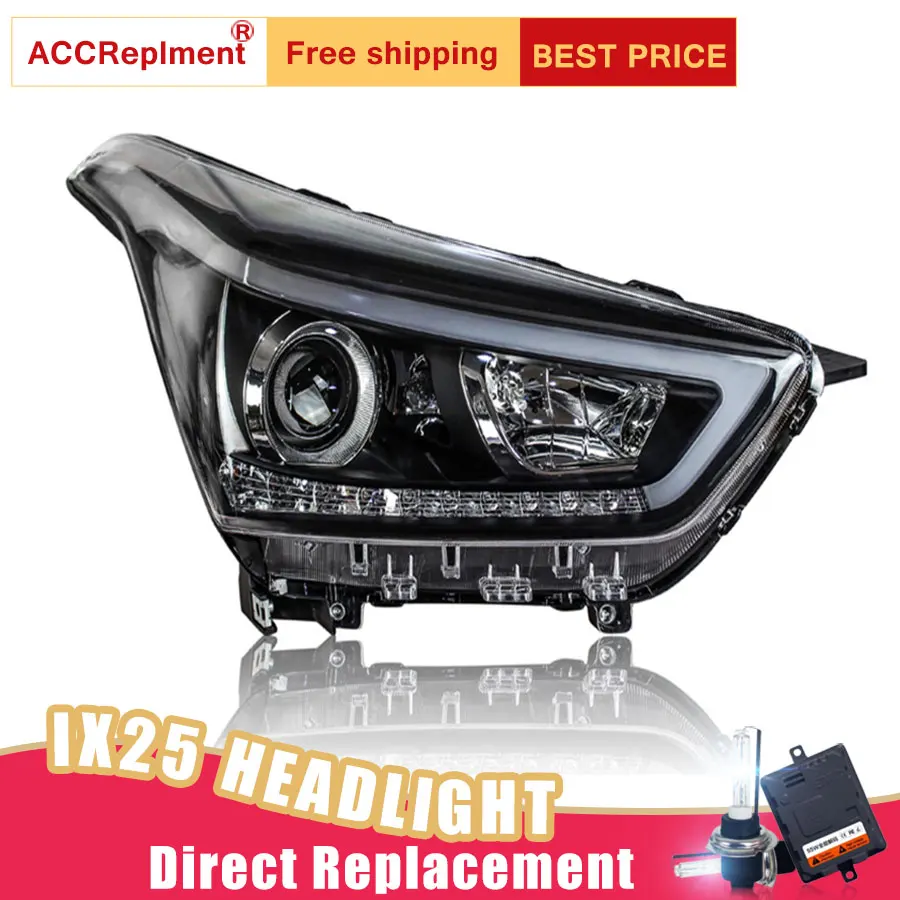 2Pcs LED Headlights For Hyundai ix25 2015-2018 led car lights Angel eyes xenon HID KIT Fog Daytime Running Lights | Автомобили и